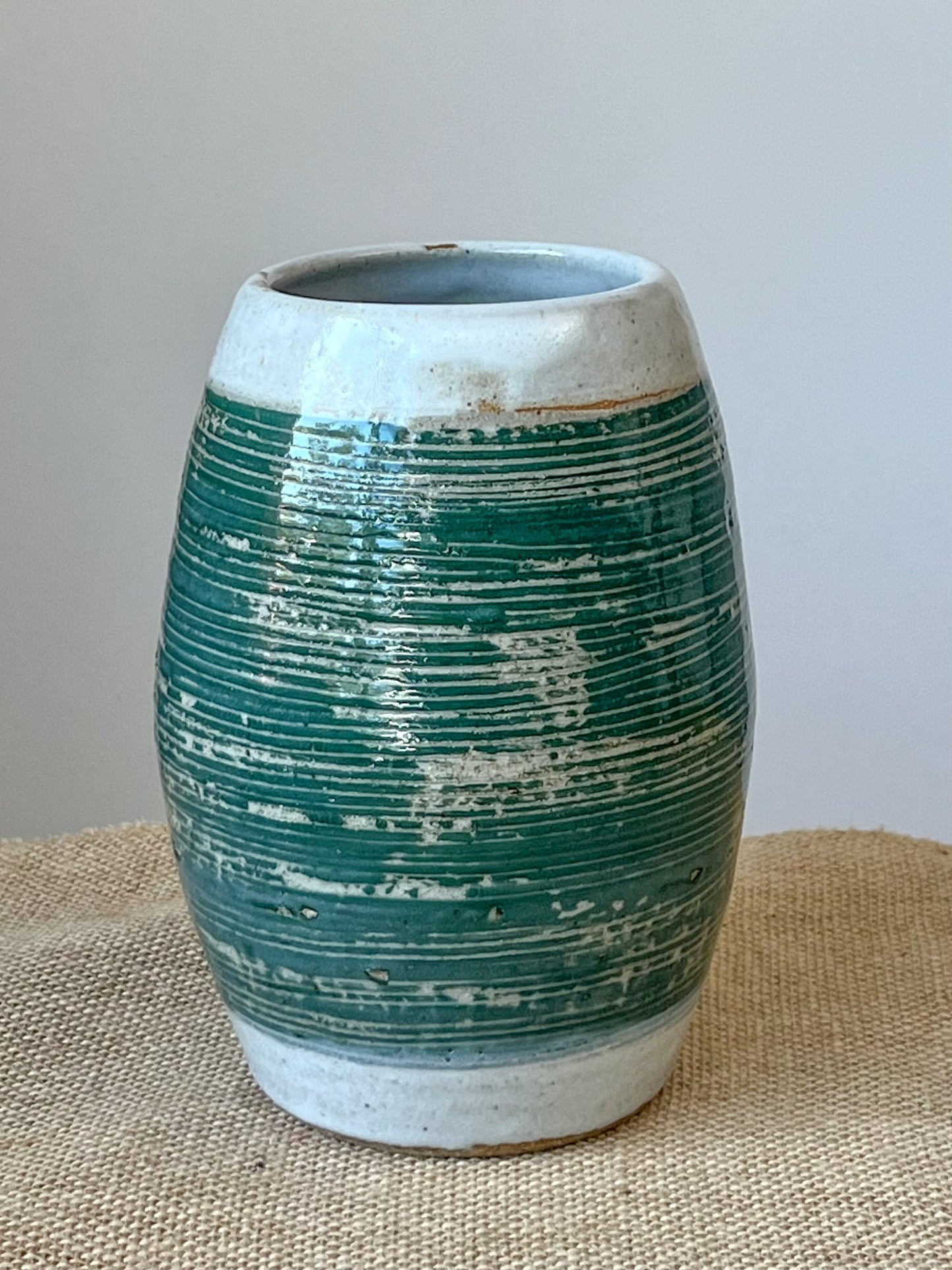 Green and White Vase