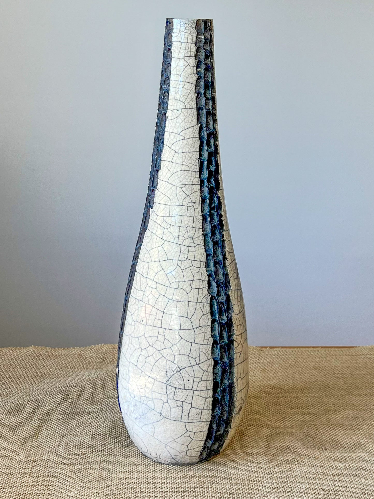 Raku Tall Black and White Vase Lamp