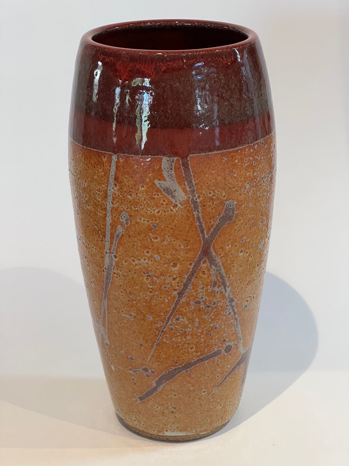 Tall Red Orange Vase