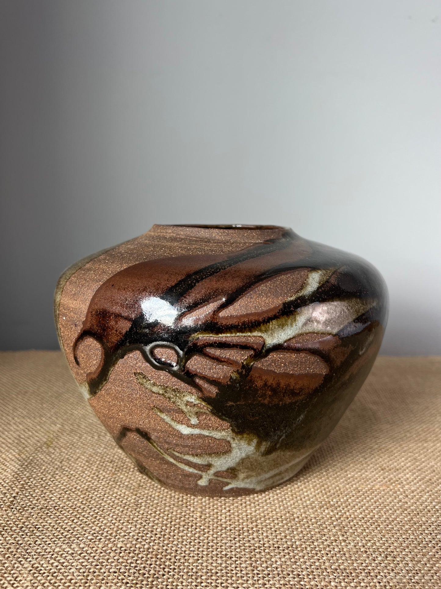 Short Brown Splash  Vase