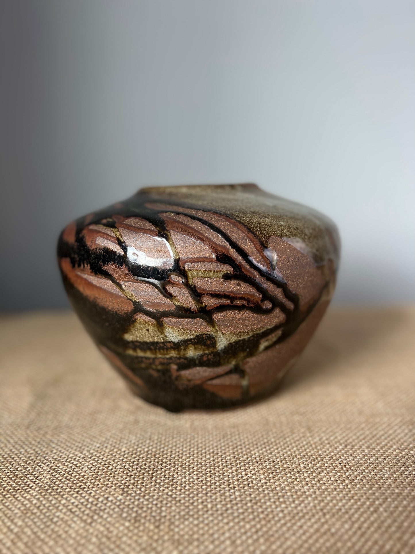 Short Brown Splash  Vase