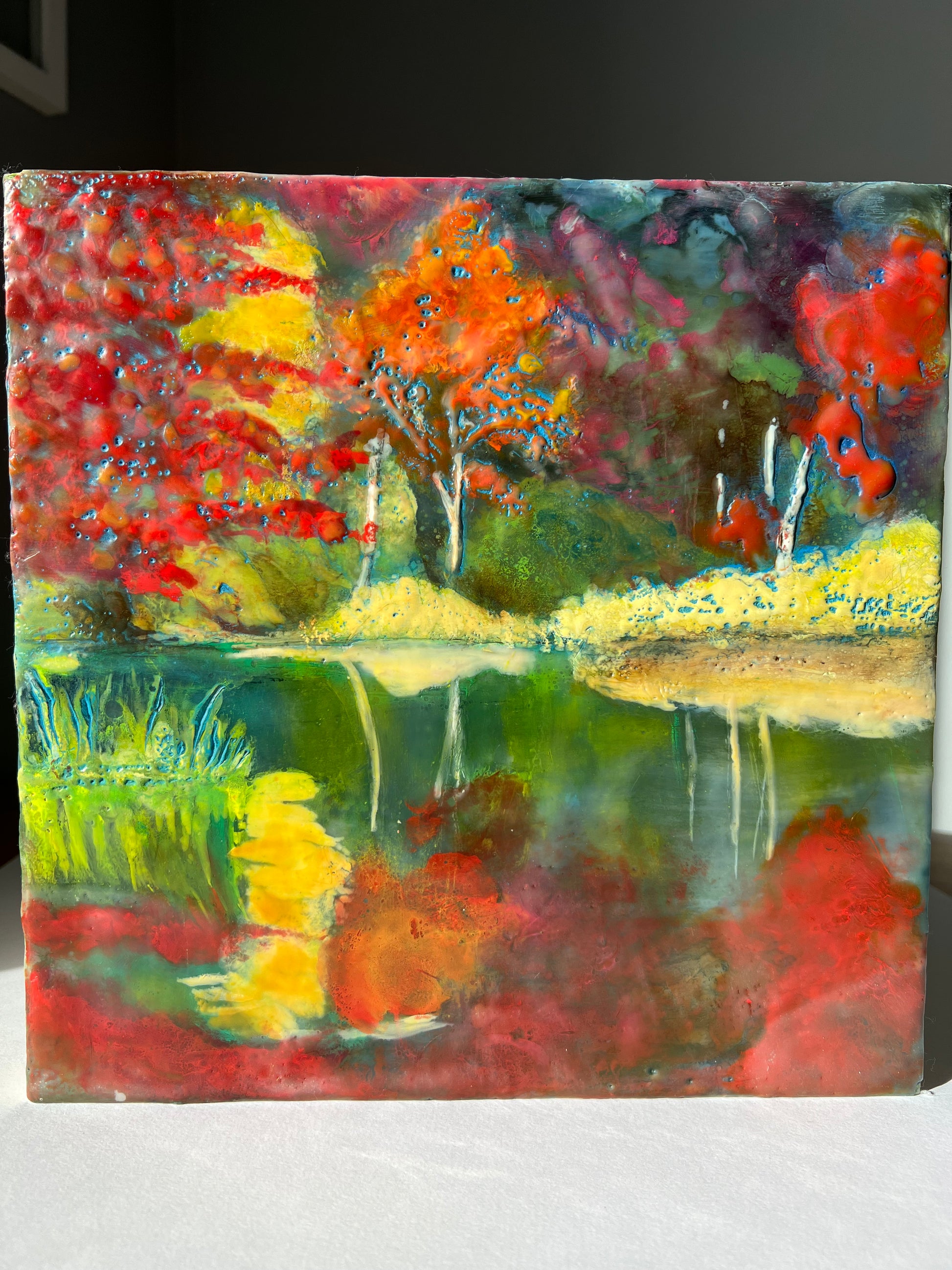 Encaustic wax painting.