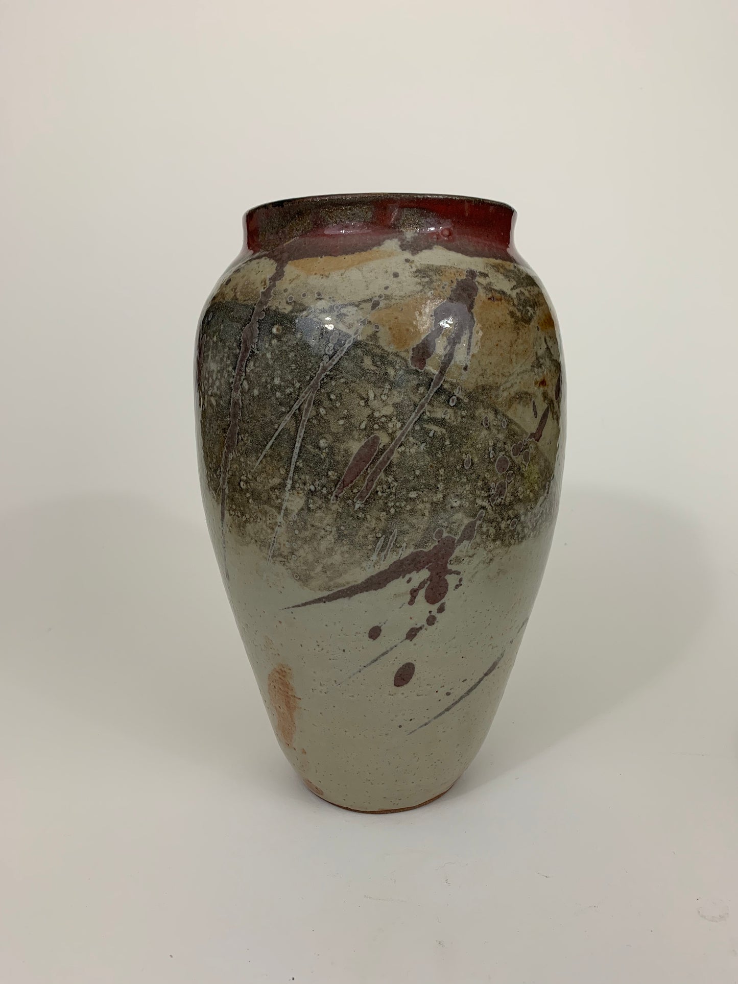 Tall Shino Vase with Splashes