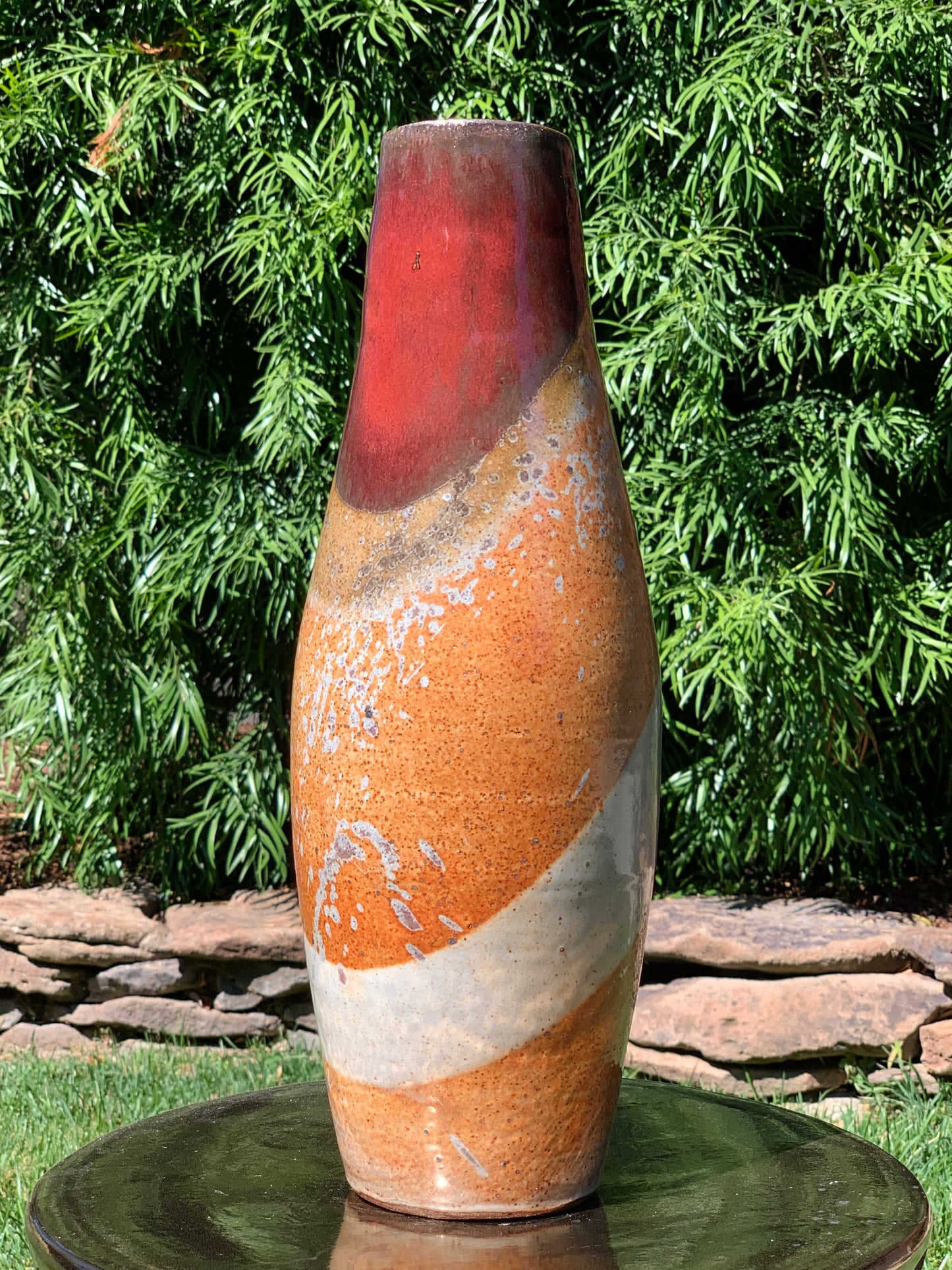 Tall Red and Orange Lamp Base