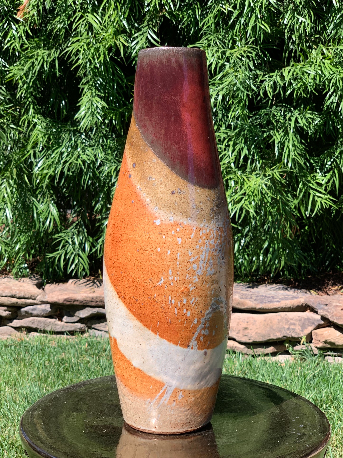 Tall Red and Orange Lamp Base