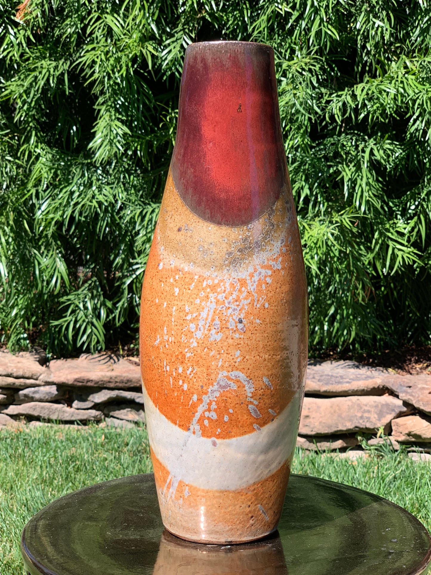 Tall Red and Orange Lamp Base