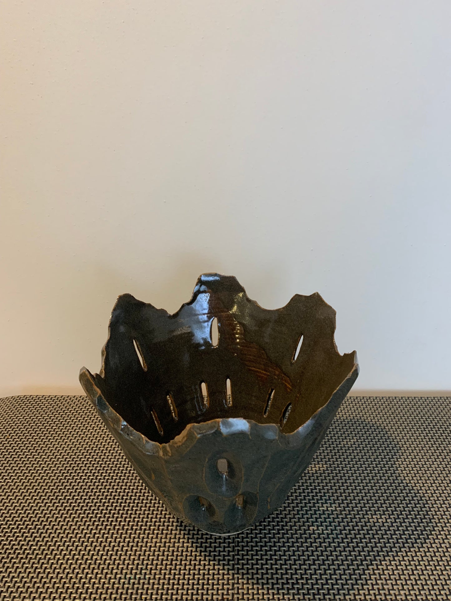 Carved Wide Blue Green Vase