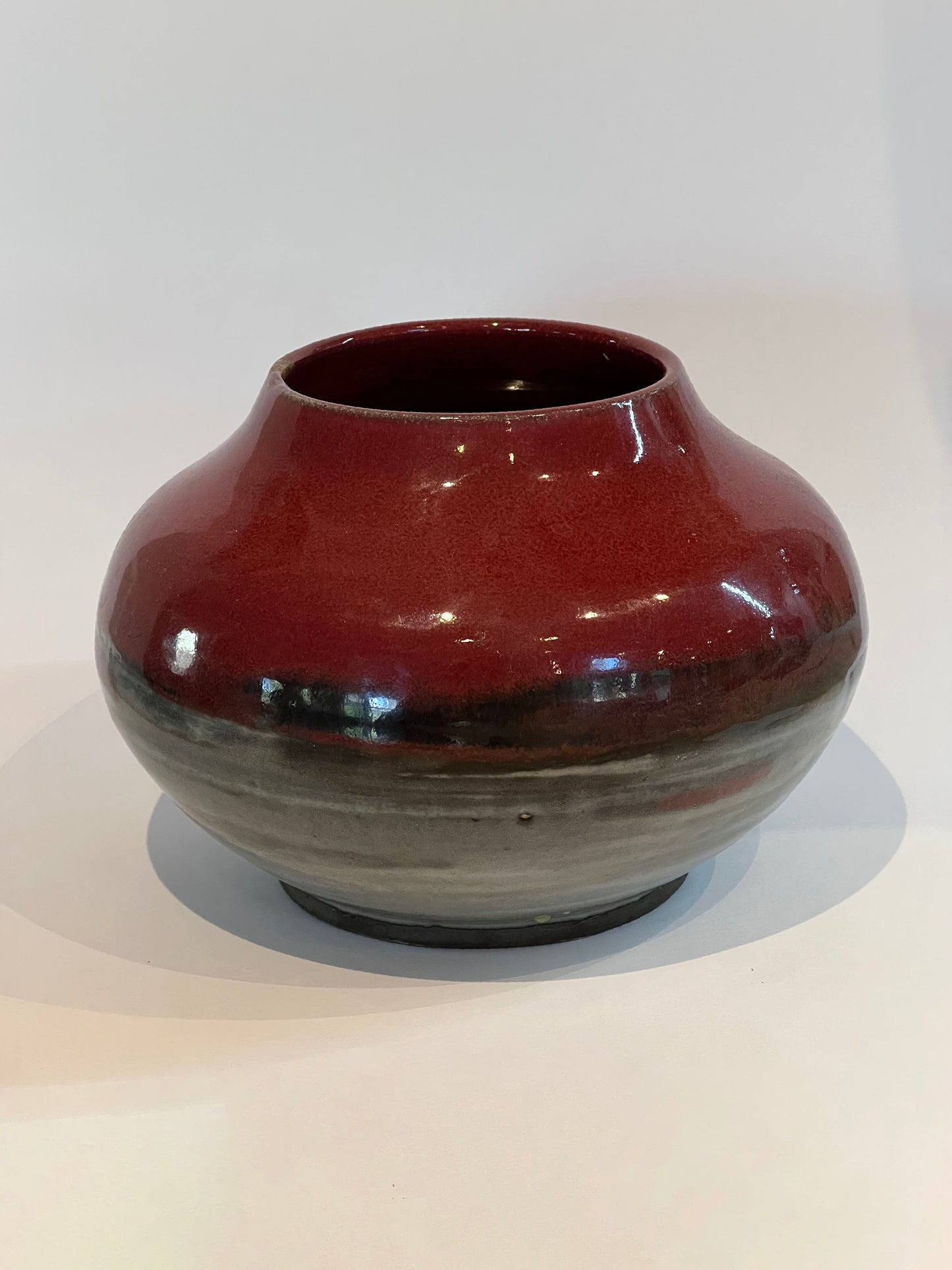Short Wide Red Vase