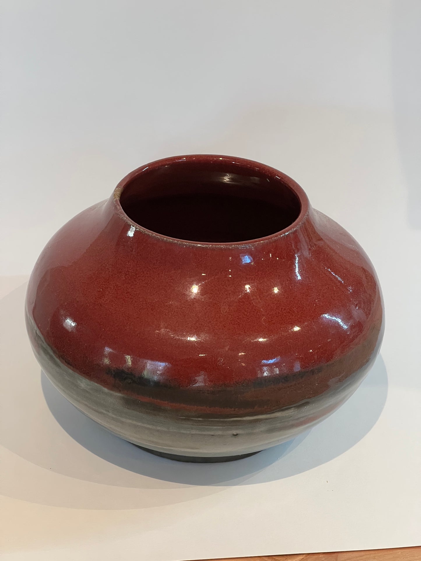 Short Wide Red Vase